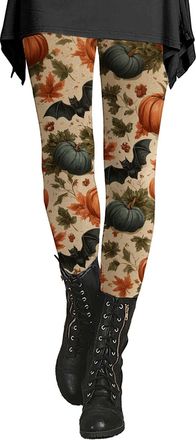 Generic Halloween Workout Leggings Women - High Waist Squat-Proof Fabric | Witch & Bat Print Designs | Moisture Wicking for Gym, Running & Pumpkin Patch Walks