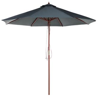 Beliani Sombrilla De Jard&iacute;n De Tela Gris &Oslash; 270 X 237 Cm Poste De Abedul Plegable Toscana