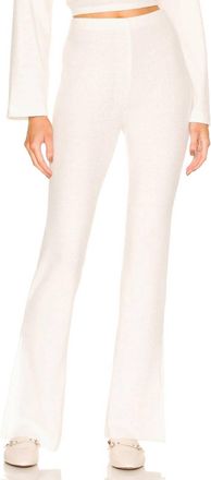 Something Navy Ribbed Textured Flare With Slits Pants In Ivory