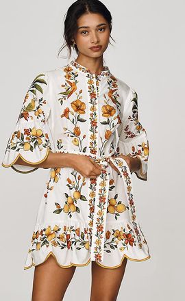 Farm Rio Lemon Bouquet 100% Cotton Mini Dress