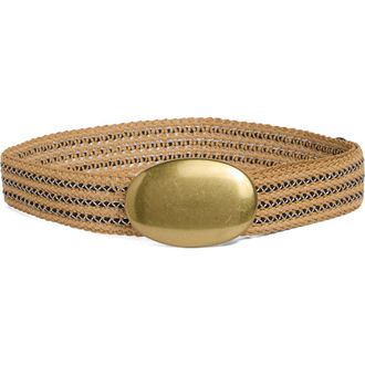 Steve Madden Oval Straw Belt in Tan-Black at Nordstrom Rack, Size Large/x-Large