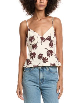 Free People Susie Printed Linen-Blend Top