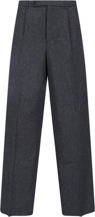 Jil Sander Gray High-Waisted Straight-Leg Wool Pants