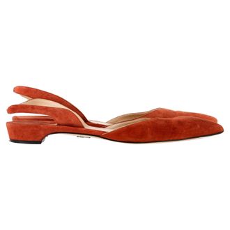 PAUL ANDREW Pre-owned Womens Rhea 15 Slingback Flats in Orange Suede - Size EU 40