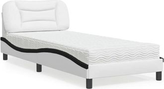 vidaXL Vidaxl - Cama Con Colch&oacute;n Cuero Sint&eacute;tico Blanco Y Negro 80x200 Cm