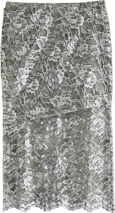 The Attico Layered Metallic Lace Midi Skirt - Silver - 42 (UK10 / S)