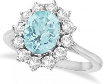 Allurez Oval Aquamarine & Diamond Accented Ring in 18k White Gold (3.60ctw)