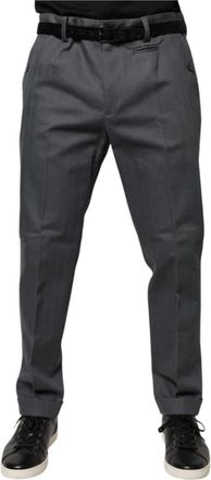 Dolce & Gabbana Grijze Geplooide Broek - Heren - Slim Fit Broeken - Grijs - XL - Katoen - Broeken