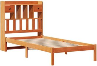 vidaXL Cama con estantería sin colchón madera maciza marrón 75x190 cm Vidaxl