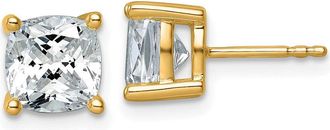 Diamond2Deal 14k Gold 4ctw Cushion Lab Grown Diamond Stud Earrings VS Clarity, G-H Color