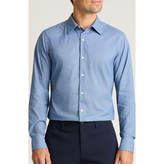 Bonobos Tech Slim Fit Geo Print Performance Button-Up Shirt in Greville Texture at Nordstrom, Size Xx-Large