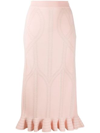 Alexander McQueen textured knitted frilled skirt - women - Polyamide/Polyester/Viscose - S - Pink