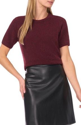 Halogen Short Sleeve Crewneck Sweater in Burgundy at Nordstrom Rack, Size Small