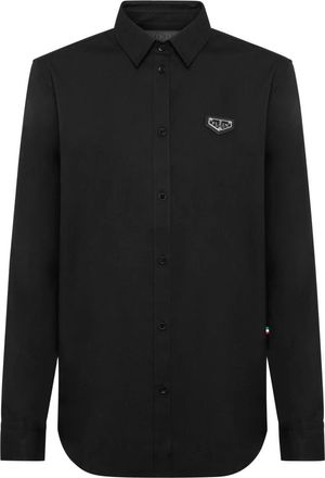 Philipp Plein Poplin Shirt LS Iconic - Dames - Overhemden - Zwart - S - Katoen - Overhemden