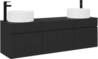 vidaXL Juego De Muebles De Ba&ntilde;o 3 Uds. Negro 49 X 44,5 X 65,5 Cm Vidaxl