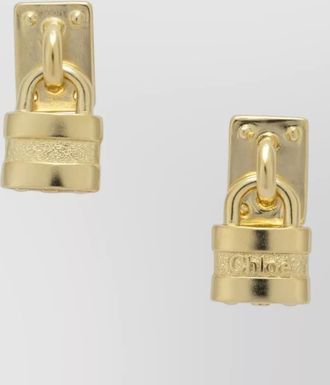 Chlo&eacute; brass padlock drop earrings