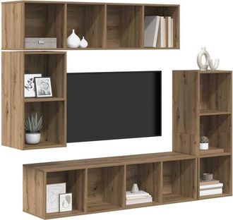 Berkfield Home Modern Wall-mounted with Storage 4 pcs Artisan oak Engineered wood in Brown