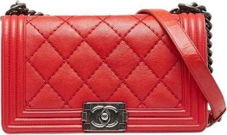 Chanel Pre-owned Boy Flap Shoulder Bag - Dames - Vintage Schoudertas - Rood - ONE Size - Leer - Vintage