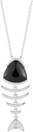 Sphera Milano Plated Black Agate Cz Necklace