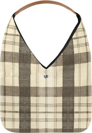 Generic Plaid Pattern Beige (2) Reusable Lightweight Grocery Bags - Foldable Into Compact Pouch, Washable & Sturdy, Multipurpose for Shopping and Travel