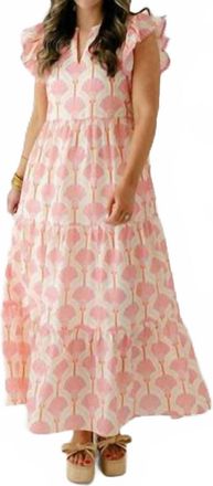 Jade Yoga Ruffles Tiered Maxi Dress In Pink Fans