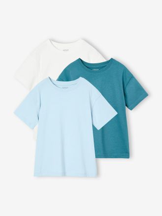 Vertbaudet 3er-Pack Jungen T-Shirts BASIC uni Oeko-Tex himmelblau