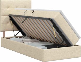 vidaXL Cama Con Almacenamiento Y Colch&oacute;n Crema 100 X 200 Cm Tela Vidaxl