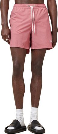 AllSaints Underground Logo Print Swim Trunks in Amara Pink at Nordstrom, Size X-Large