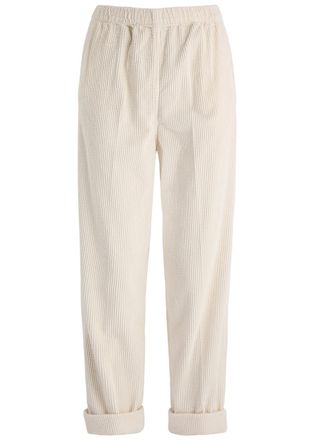American Vintage Padow Cropped Corduroy Trousers - Ecru - XS (UK6 / XS) - XS (UK6 /xs)