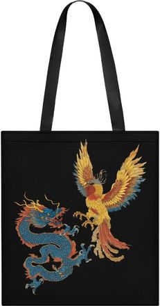 Generic Chinese Dragon And Phoenixbird Tote Bag for Women Men Shoulder Bags Purses Pouch Handbags