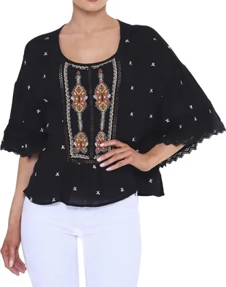 Velvet by Graham & Spencer embroidered alasdair top Size S