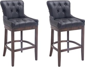 Clp Set de 2 Taburetes de bar con reposapi&eacute;s en Simil cuero Negro