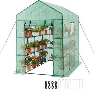 OEM Invernadero De Exterior 137 X 206 X 196 Cm, Invernadero De Jard&iacute;n Con Puerta Enrollable Y 2 Ventanas, Estantes De 3 Niveles, Cubierta De Pe, Vivero Ca