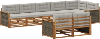 vidaXL Conjunto De Sof&aacute;s De Exterior 8 Uds. Natural Y Gris Claro Vidaxl