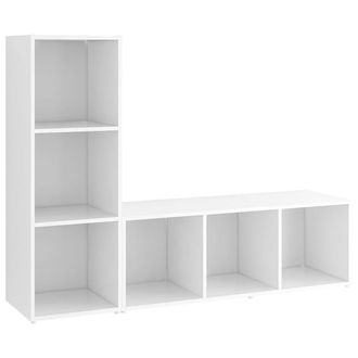 Berkfield Home TV Cabinets 2 pcs White 107x35x37 cm Engineered Wood | Size: 107 x 35 x 37 cm