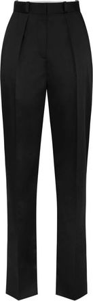 Elisabetta Franchi Stretch Satin Broeken - Dames - Straight fit broeken - Zwart - XL - Leer - Broeken