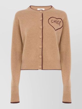 Chlo&eacute; logo knit cardigan contrast trim long sleeves