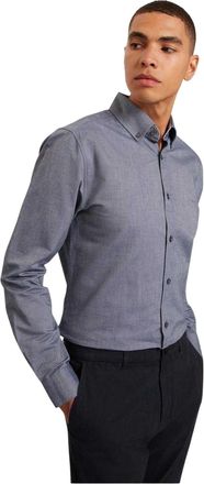 Ted Baker Heren Oxford-overhemd met lange mouwen en knoopsluiting, reguliere pasvorm (Marine)