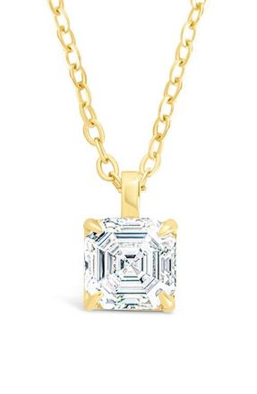 Sterling Forever Asscher Cut Cubic Zirconia Pendant Necklace in Gold at Nordstrom