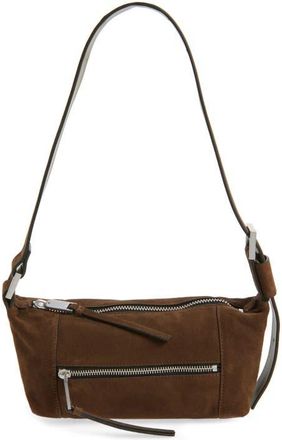 AllSaints Mini Vega Suede Shoulder Bag in Fango Brown at Nordstrom