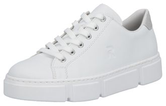 Rieker Plateausneaker RIEKER, Damen, Gr. 36, weiss (wei&szlig;), Lederimitat, Schuhe Plateausneaker, in monochromer Optik, Freizeitschuh, Halbschuh, Schn&uuml;rschuh
