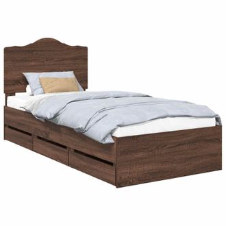 vidaXL Estructura De Cama Roble Marr&oacute;n 100 X 200 Cm Madera Ingenieril Vidaxl