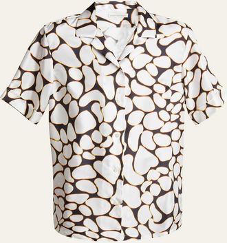 Dries Van Noten Clive Printed Button Down Silk Shirt