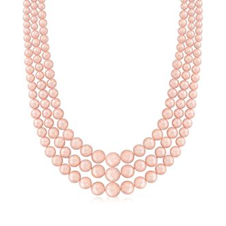 Ross-Simons 6-12mm Pink Shell Pearl 3-Strand Necklace With Sterling Silver