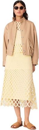 Maje Crochet skirt with removable lining in Pale Yellow at Nordstrom, Size 40 Eu