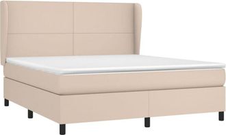 vidaXL Cama Box Spring Con Colch&oacute;n Cuero Sint&eacute;tico Capuchino 160x200cm Vidaxl