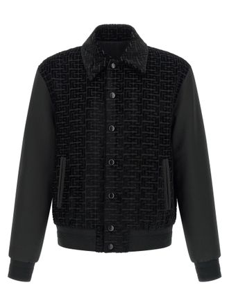 Balmain Velvet Bomber Jacket Puffer Jackets Black