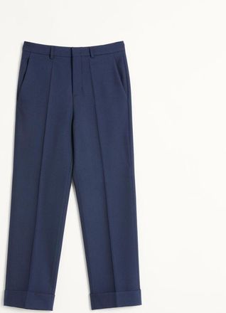 Valentino Pantalone In Gabardina Di Lana Con Risvolto Uomo BLU 44
