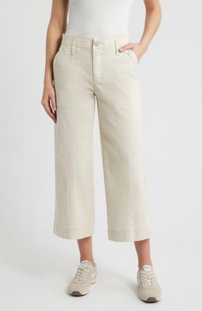 Wit & Wisdom Skyrise Crop Wide Leg Utility Pants in Blanched Almond at Nordstrom, Size 14