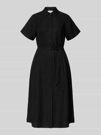 Comma Midikleid aus Viskose-Mix mit Umlegekragen in Black, Gr&ouml;&szlig;e 42